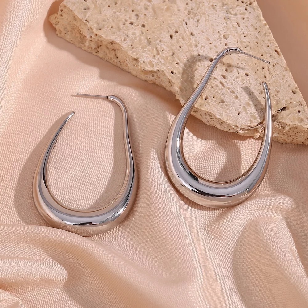 New:Stainless Steel Silver Lightweight Hoops